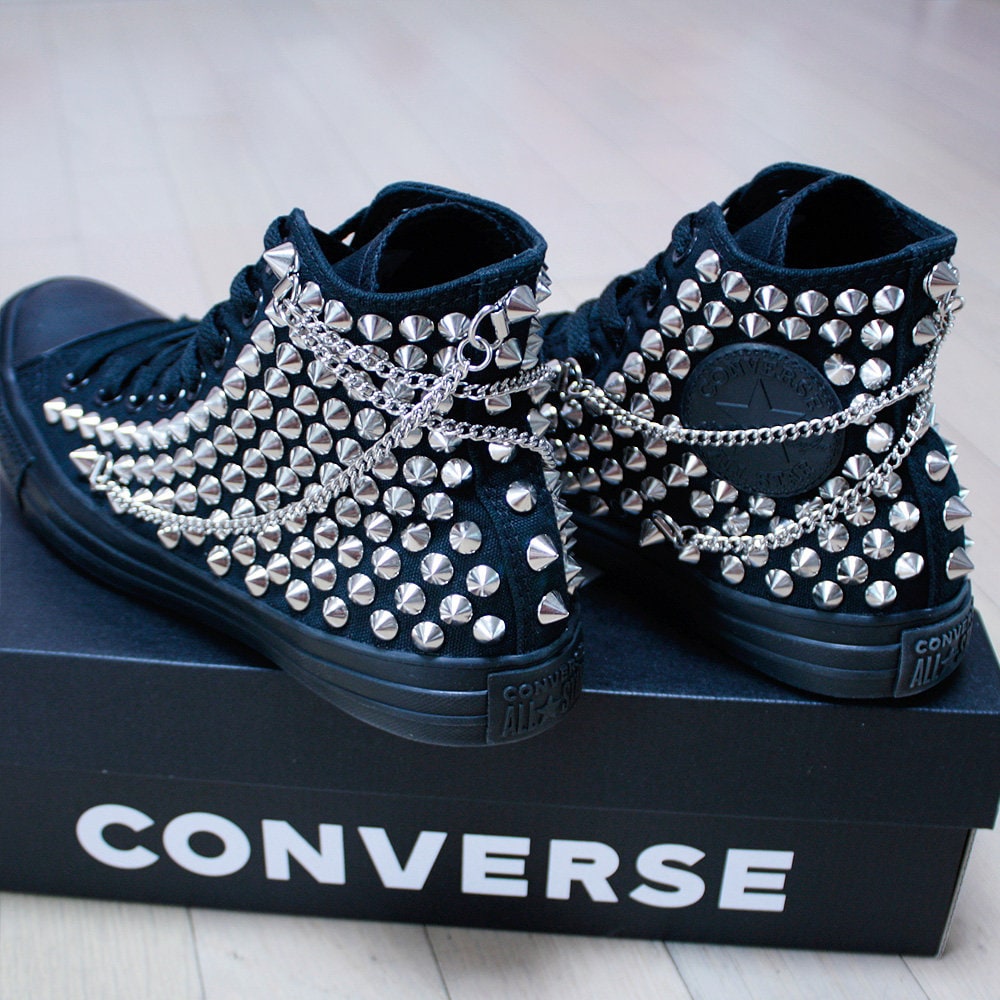 激安アウトレット通販 Genuine CONVERSE Monochrome-black With Studs & Chains All ヨガ・ピラティス