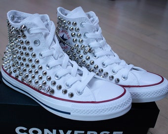 Genuine CONVERSE White With Studs & Chains All-star Chuck