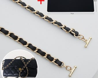 k-craft BLG01 / Long Wallet WOC Conversion Kit / Wallet on Chain Insert & Gold Chain With Real Leather Strap Set