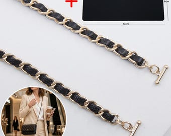 k-craft BLG01 / Long Wallet WOC Conversion Kit / Wallet on Chain Insert & Satin Gold Chain With Real Leather Strap Set