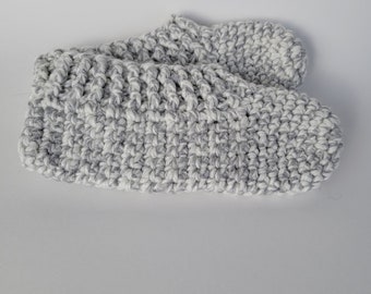 Melange Crochet Unisex slippers, Chunky Slippers, Handmade home shoes, Grey Footwear, Ballet flats, Grey crochet slippers, alicegem