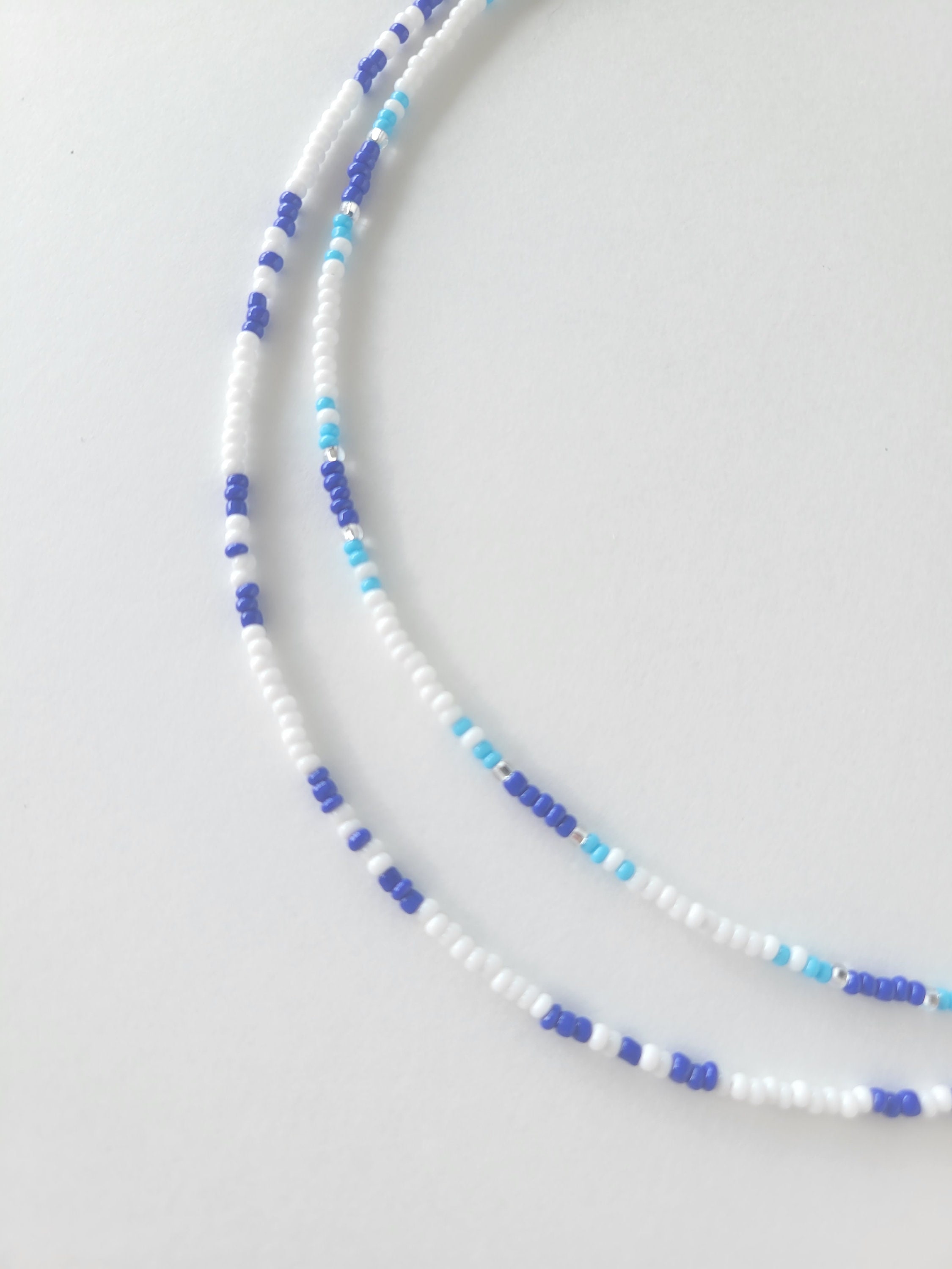 Shades of Blue Beaded Necklace Beach Vibes Necklace Blue - Etsy
