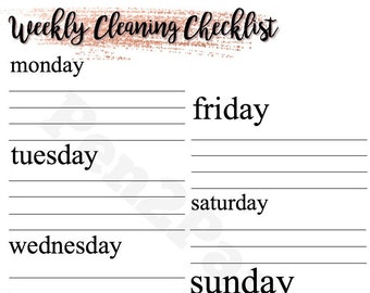 CLEANING CHECKLIST Instant Download // Cleaning Checklist // Cleaning Schedule // Home Management // Cleaning List // Weekly Cleaning List