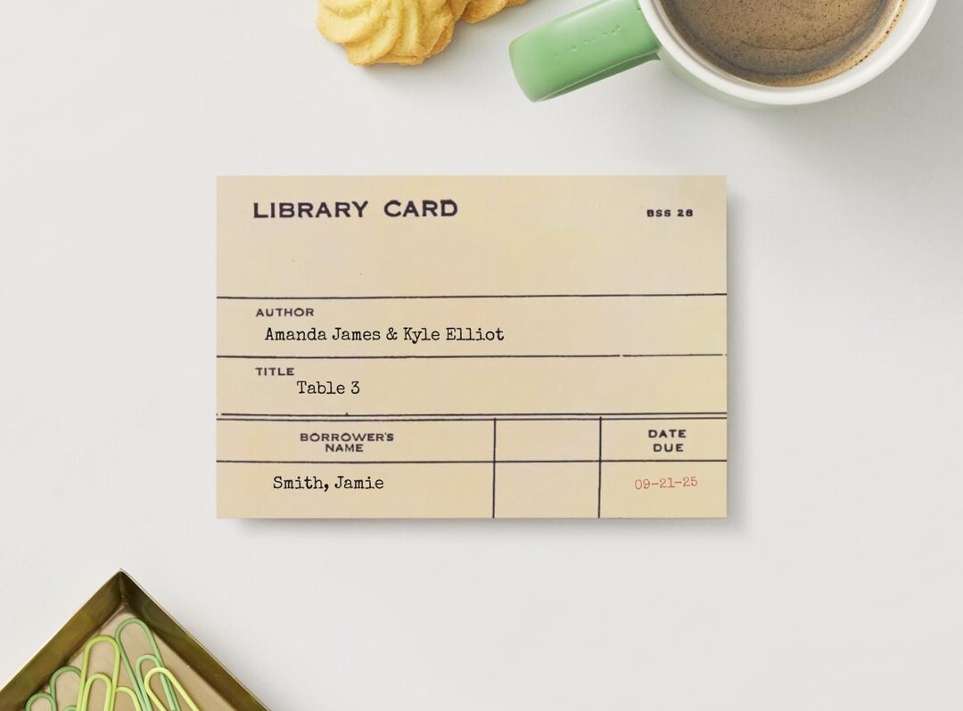 Key Assignment Card Library Card, Seat Assignments, Table Assignments, Name Cards, 3.5x5 ...