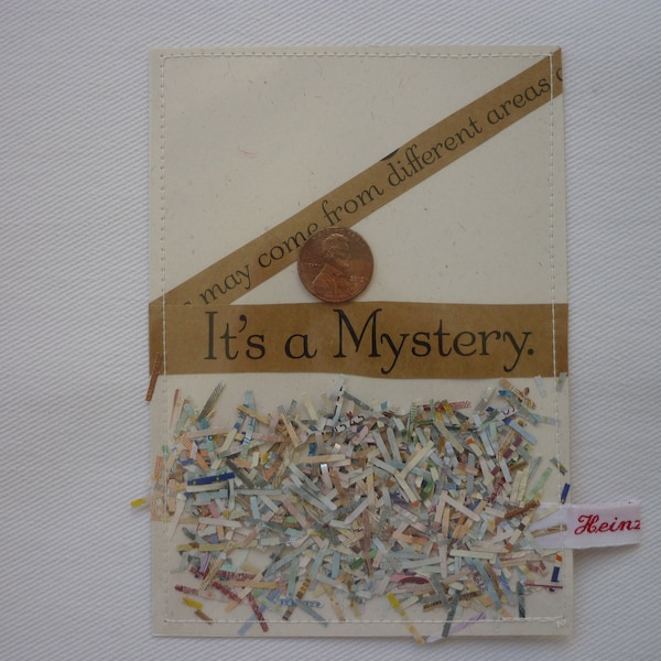 Mystery - genähte Postkarten-Kollage