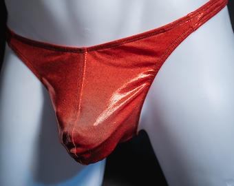 Mens Thong Underwear Metallic Red