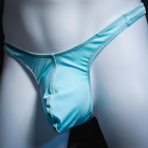 Mens Spandex Thong Light Blue