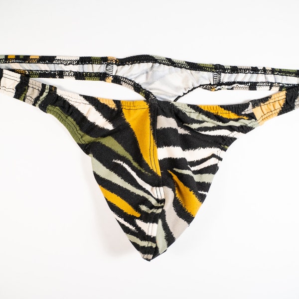 Mens Thong Underwear Zebra Camo