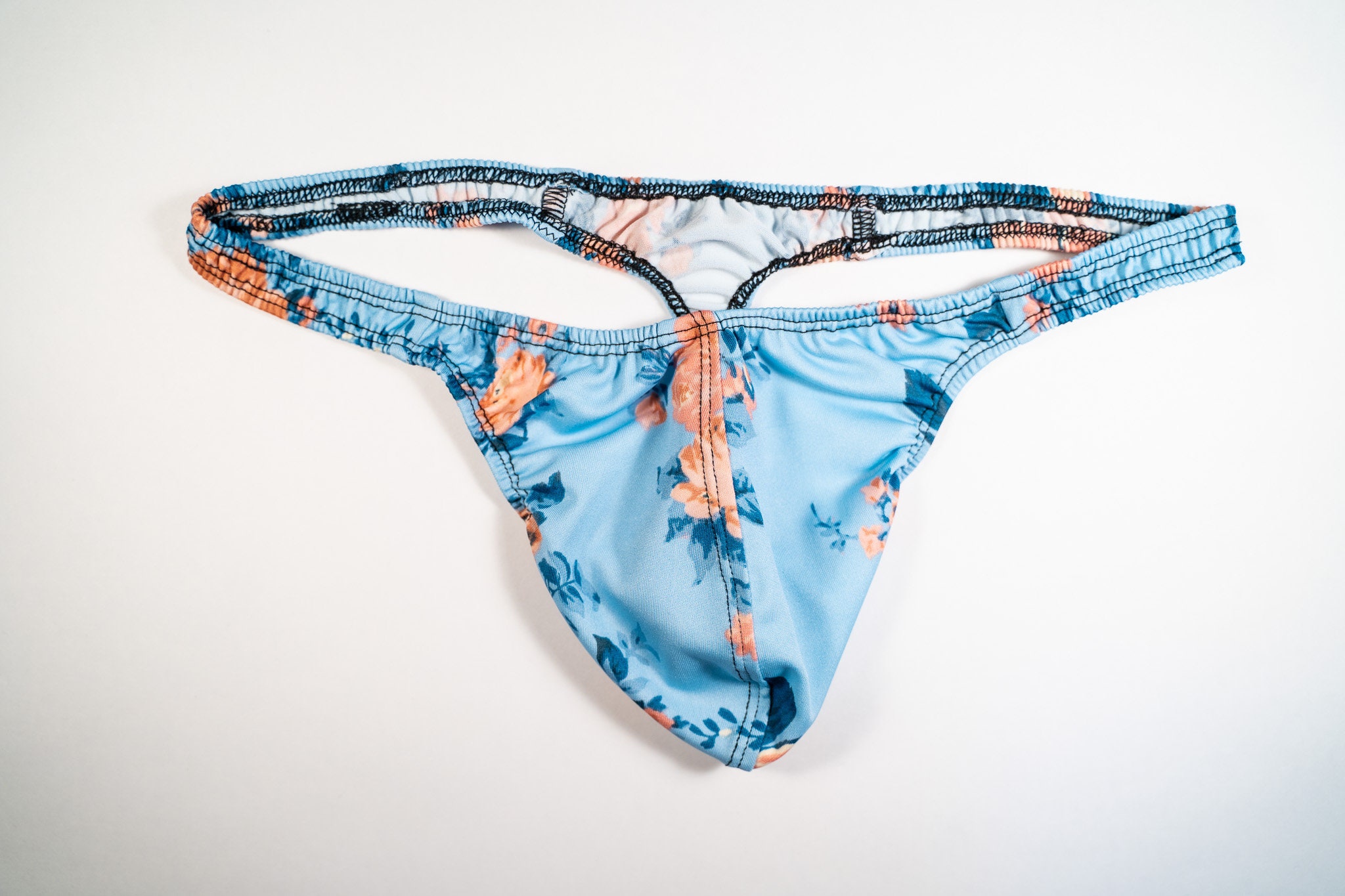 High Cut Panties in Ocean Blue Sheer Mesh. Womens Lingerie