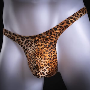 Mens Spandex Thong Light Cheetah