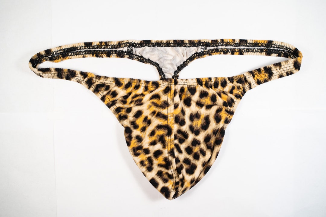 Mens Thong Underwear Light Leopard Print Etsy
