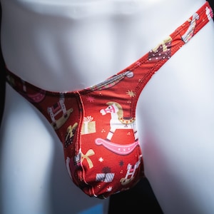 Mens Christmas Red Christmas Thong Underwear