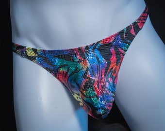 Mens Thong Underwear Metallic Rainbow Animal Print