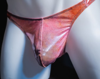 Mens Thong Underwear Metallic Peach and Pink