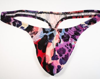 Mens Thong Underwear Purple Cheetah