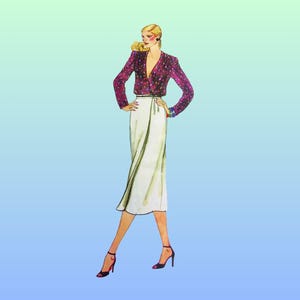 Vintage Sewing Pattern - Vogue 7434 - Size 10 Bust 32.5 inches - 1970s Wrap Skirt, Jacket and Blouse - Power Suit