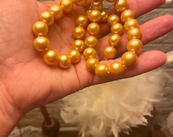 Authentic deep golden south sea pearl necklace