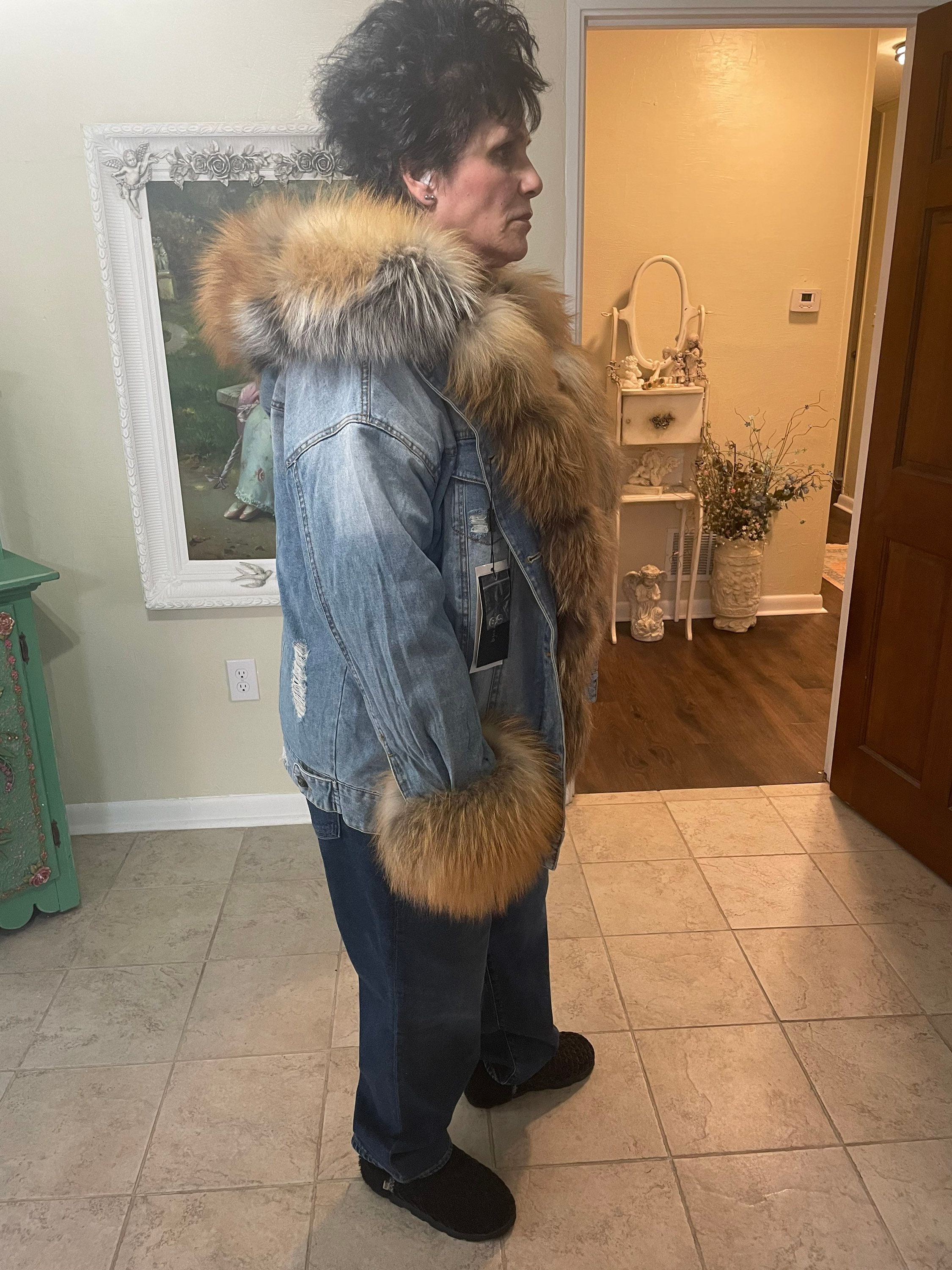 Fox Fur Denim Jacket - Etsy
