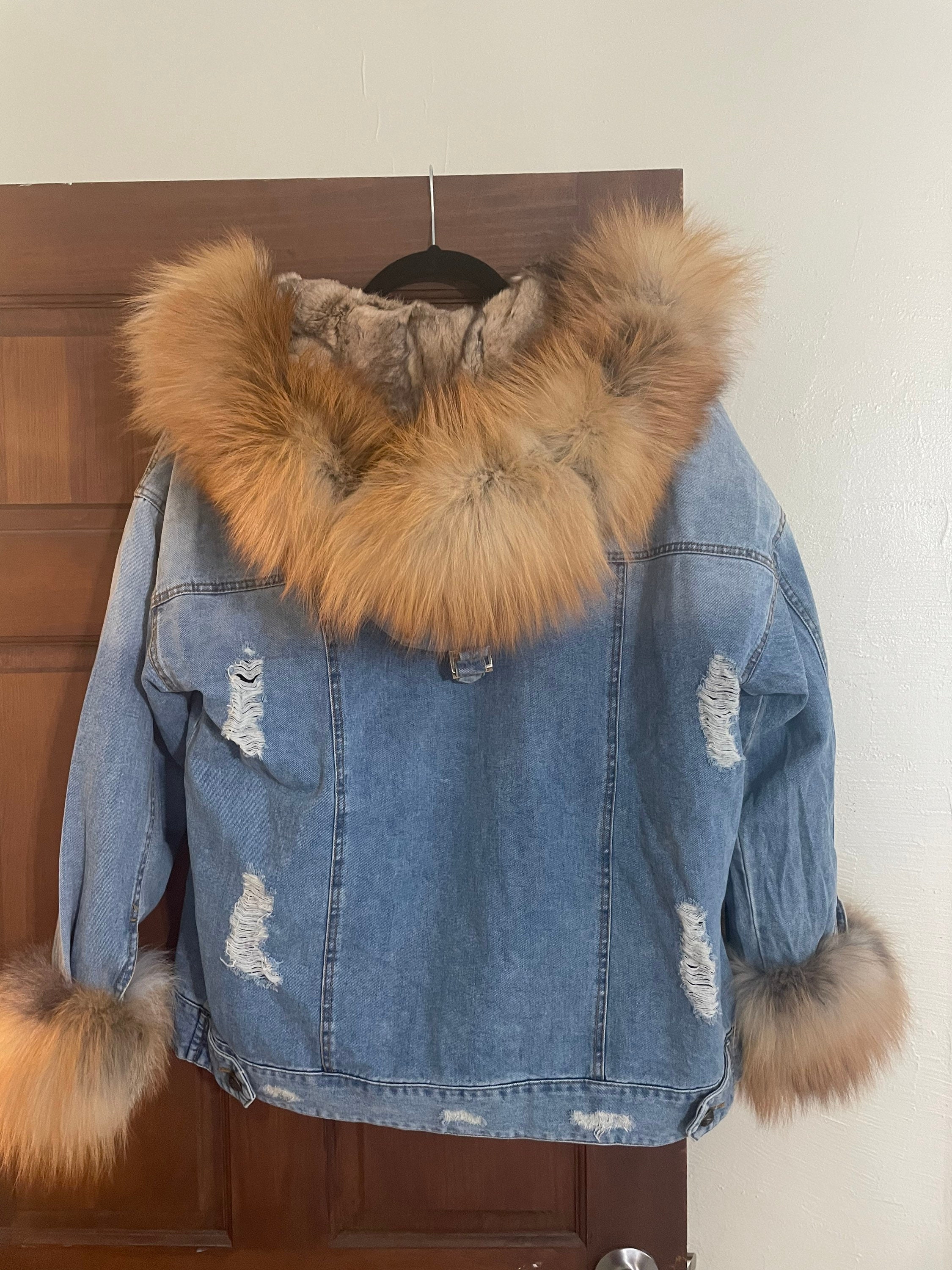 Fox Fur Denim Jacket - Etsy