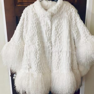 authentic white rabbit and Mongolian fur coat