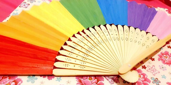 rainbow hand fan