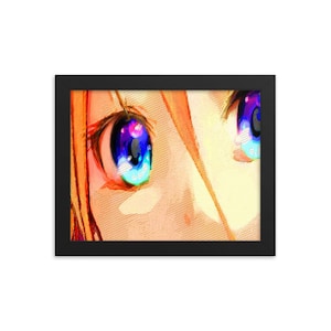 Anime Girl Eyes Gold Framed photo paper poster