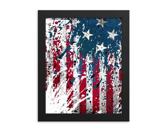 American Flag Cool USA Souvenir Enhanced Matte Paper Framed Poster (in)