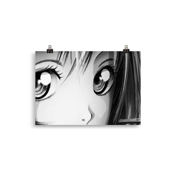 Anime Girl Eyes 2 Black and White Poster - Etsy