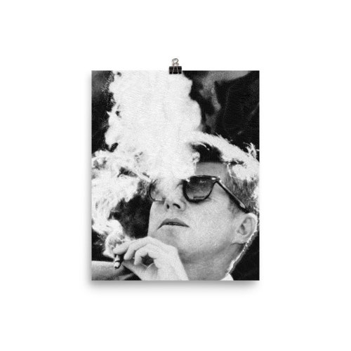 JFK Cigar and Sunglasses Cool President Photo B And W Poster 