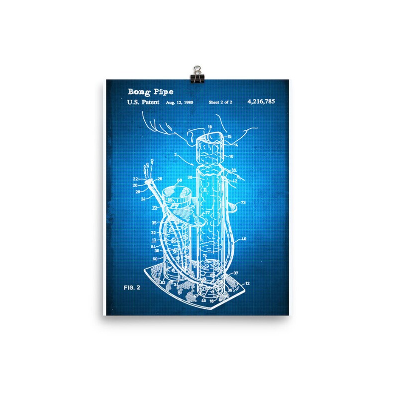 Bong Patent Blueprint Drawing Photo paper poster