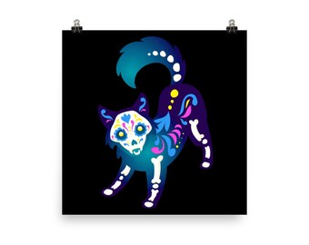 Dogs muertos day of the dead Dog sugar skull Poster