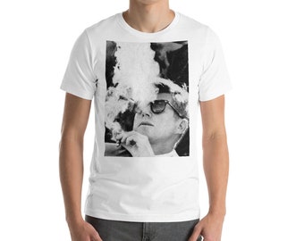 JFK Cigar and Sunglasses Cool President Photo Short-Sleeve Unisex T-Shirt