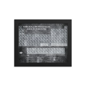 Tabla periódica de Tableau Periodiques de los elementos Vintage Chart Silver Enhanced Matte Paper Framed Poster (in)
