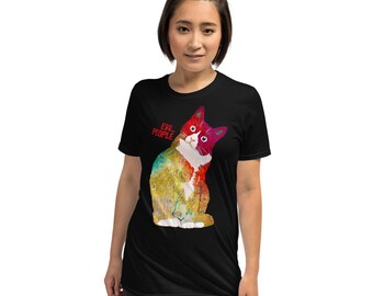 Camicia gatto arcobaleno divertente donne ew persone meowy amanti del gatto T-Shirt