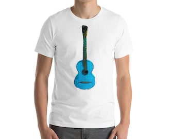 Blue Guitar Musician Music Rock Classical Rhythm Music Lover Guitar Lover Short-Sleeve Unisex T-Shirt Poster