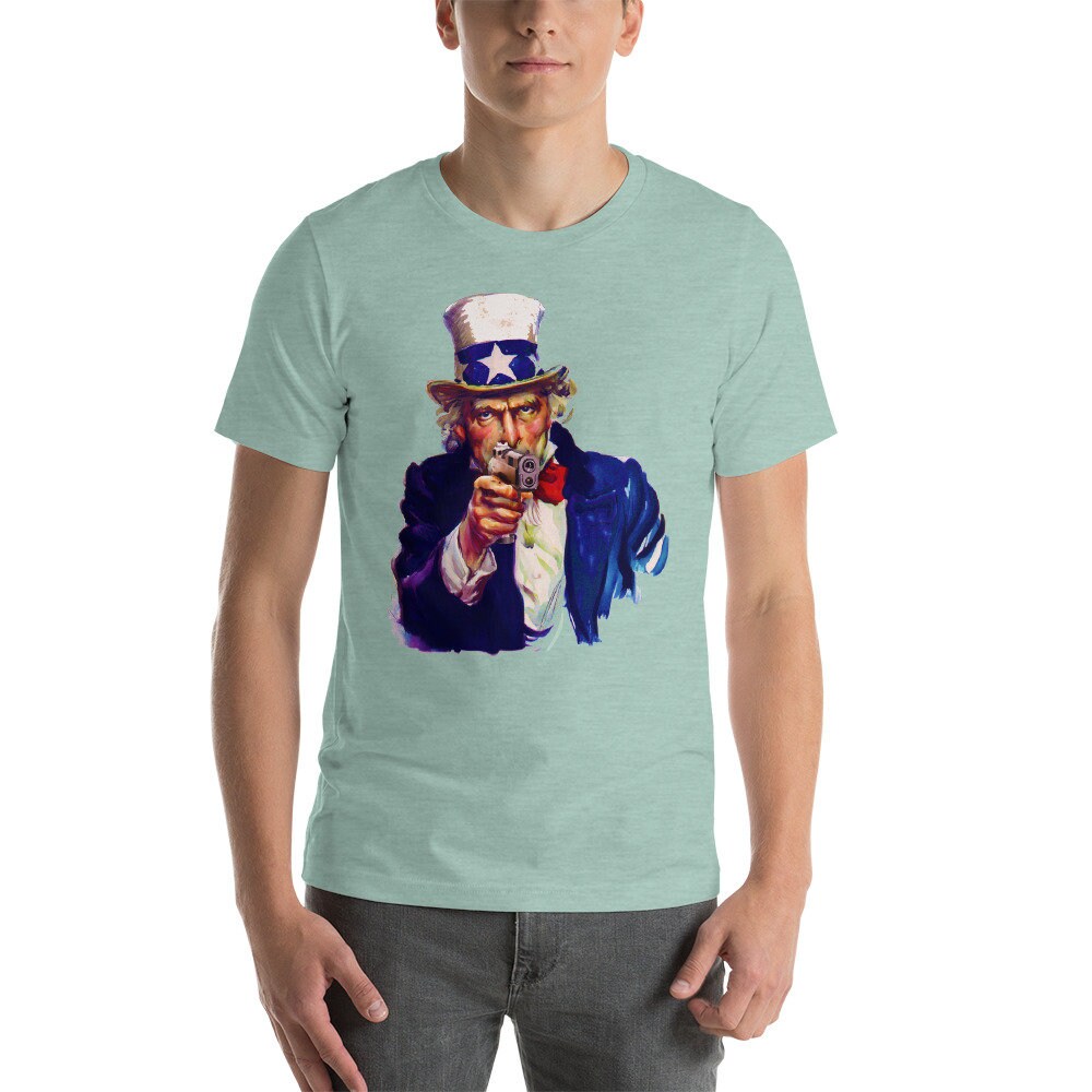 Uncle Sam With Gun USA Shortsleeve Unisex Tshirt Poster Etsy