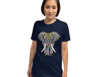 T-shirt Unisex Zen Mandala Elephant a manica corta