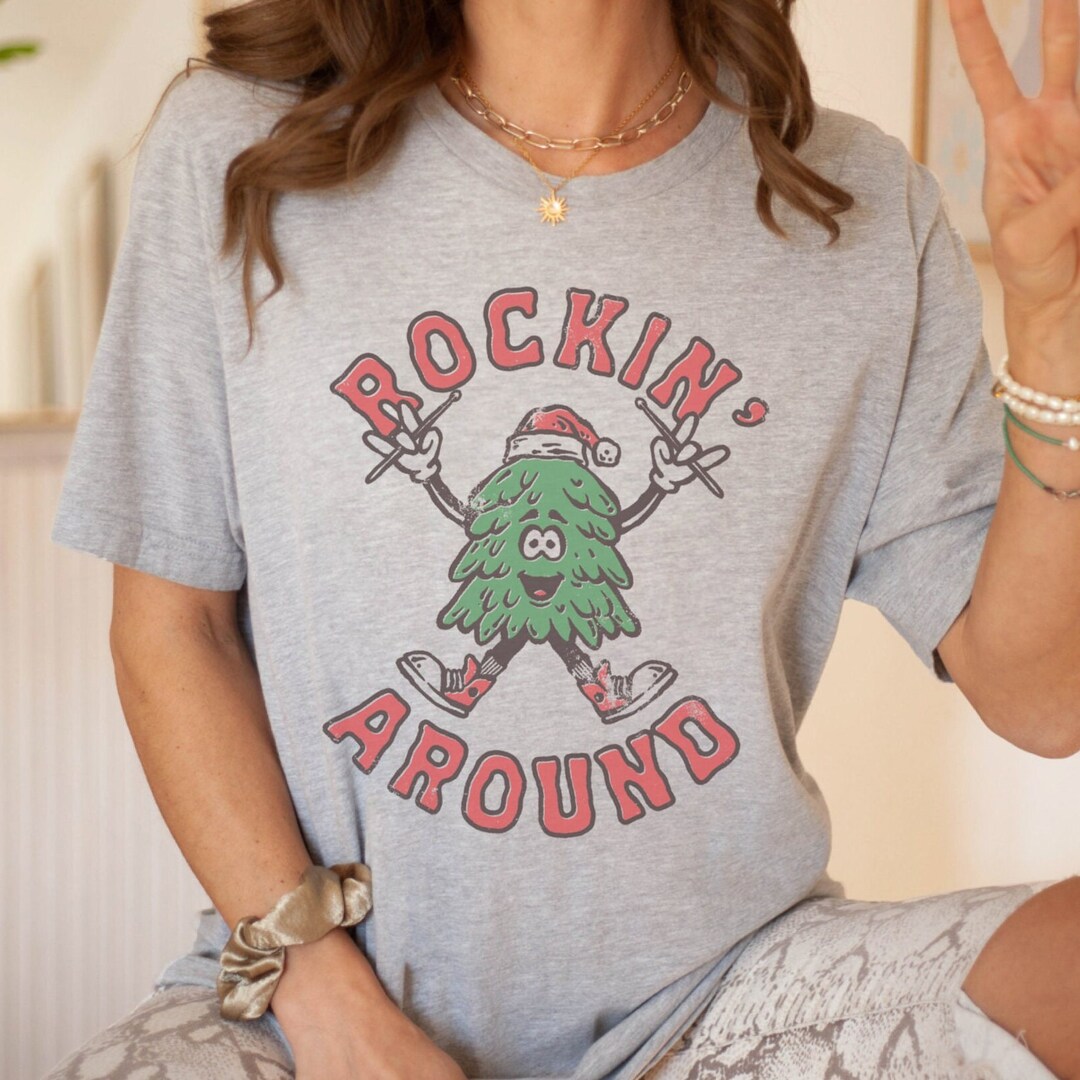 Rockin' Around the Christmas Tree Shirt, Retro Christmas, Rock N Roll ...