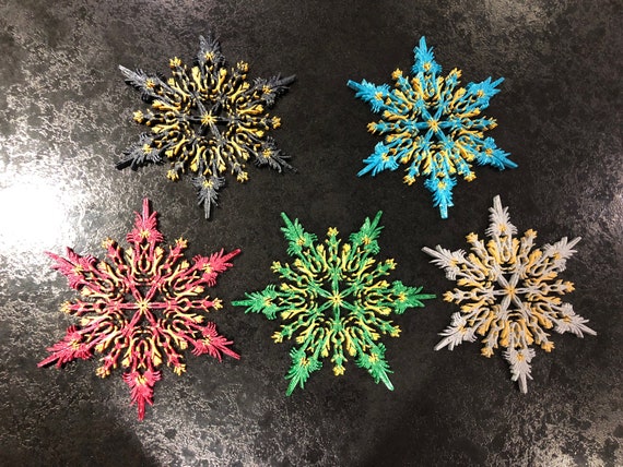 3d Printed Snowflake Decorations Etsy