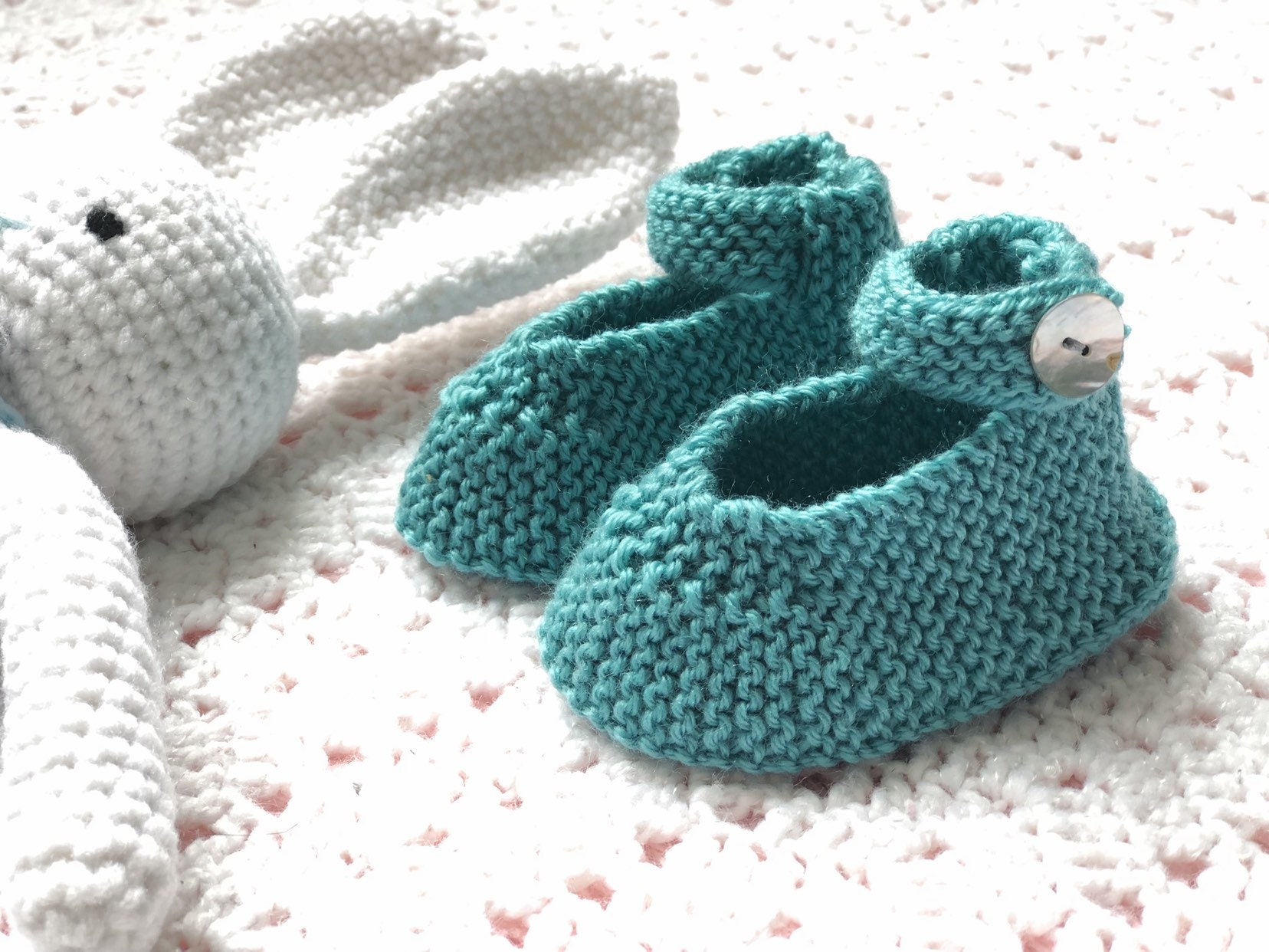 Chaussons Bebe Bleu Teal 6 Mois Tricotes A La Main Au Canada 100 Laine Des Andes