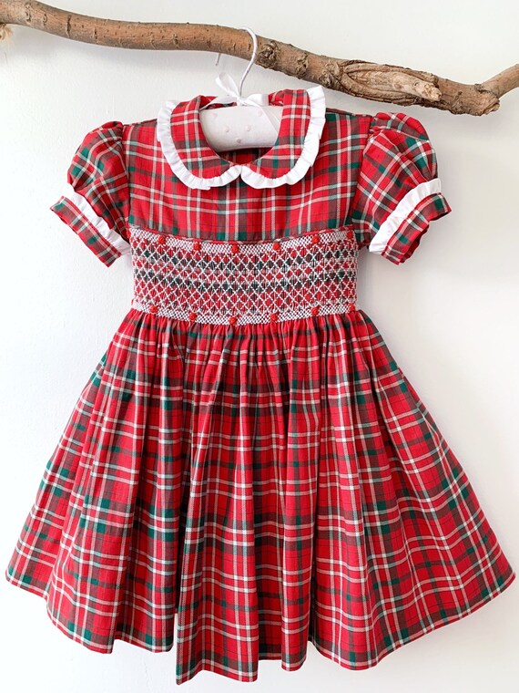 red tartan baby dress