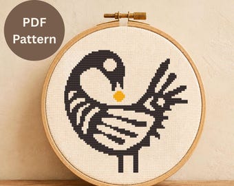 Cross Stitch Pattern Adinkra Symbol, Minimalist African Embroidery PDF, Boho Wall Decor Gift, Beginner Friendly, Sankofa