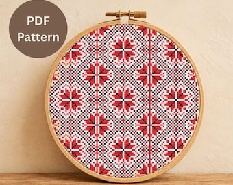 Cross Stitch Pattern PDF, Folk Circle Sampler, Bulgarian Embroidery for Wall Decor, Instant download