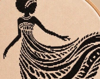 Afro Black Cross Stitch Pattern PDF,  Africa Embroidery,  African Boho Art, Afrocentric gift, Instant Download
