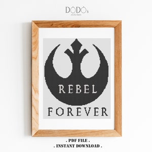 Modern cross stitch pattern, rebel alliance, space wars, PDF pattern