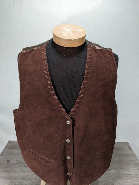 Vintage 100% Leather Vest with State of Oklahoma … - image 1