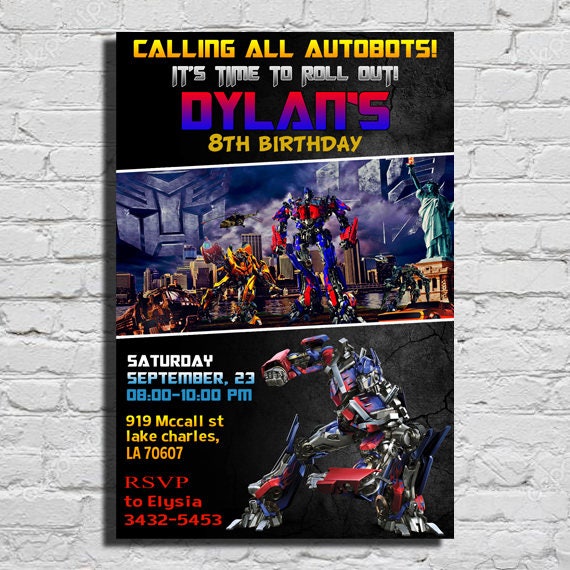 Transformers Birthday Invitation Transformers Birthday Party Etsy