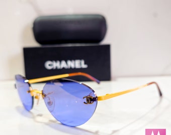 Chanel 2013 sunglasses lunette brille y2k shades rimless gold frame