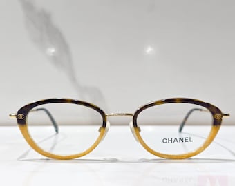 Authentic Chanel Eyeglasses | Black & Gold Cat Eye Frames - Etsy display picture 3