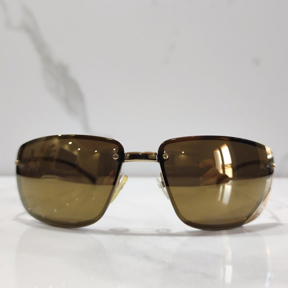 Gucci GG 1692 gold vintage sunglasses wrap shield… - image 4